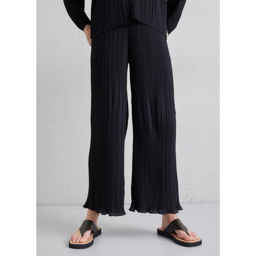 BY MALENE BIRGER Irvan All Over Pleat Wide Leg Knit Pant L Pull-On Minimalist